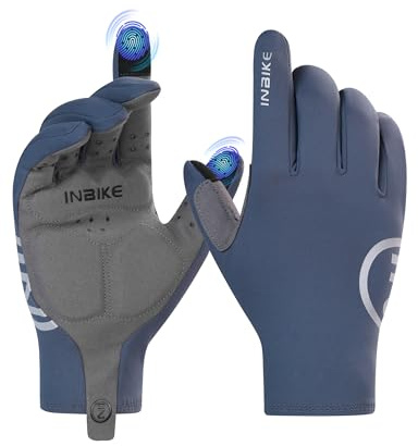 INBIKE Guantes de Ciclismo Invierno de Bicicleta de Montaña lde Correr al Aire Libre MTB de los de Las Hombres Mujeres Cálido a Prueba de Viento Antideslizante Antideslizante, Azul,L