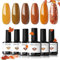 Modelones Gel Nail Polish Set - 6 Colors Fall Gel Polish Kit, Orange, Yellow, Brown, Glitter, Neutral, Nude, Soak Off, DIY Salon Manicure