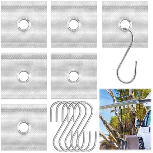 QINGHEC 6 Stück Wohnmobil Markisenhaken,Kederschiene Haken,Kederleisten Haken,Markise Caravan Haken mit S Haken für Kederschiene 5/6mm 7/8mm, Kederöse für Kederschiene Zur Wohnmobil Wohnwagen (Weiß)