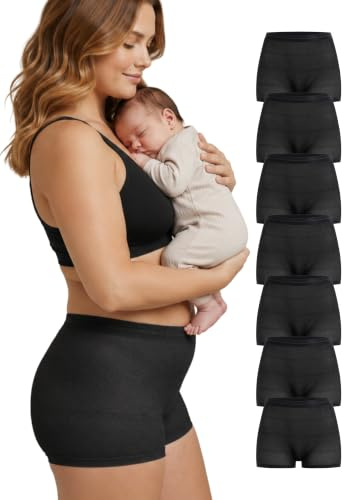 Herzmutter Culotte Post Parto Oeko Tex 100 - Set da 7 Pezzi - Mutande Post Parto - Slip Dopo Parto Taglio Cesareo - Mutandine Mamma - 9400 (L-XL)
