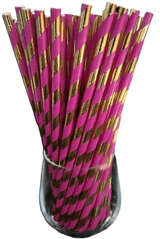 Papperssugrör, papperssugrör, biologisk, livsmedelssäker, miljövänliga, engångssugrör, 120-pack (guldlila)