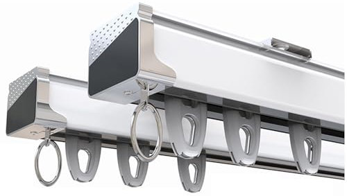 Bastone per tende in alluminio resistente, doppio binario per tenda per montaggio a soffitto o parete, robusto binario per tende per casa o ufficio