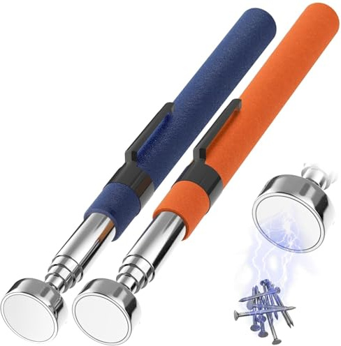 Lot de 2 outils télescopiques magnétiques 72 cm Capacité 3,6 kg Orange et bleu