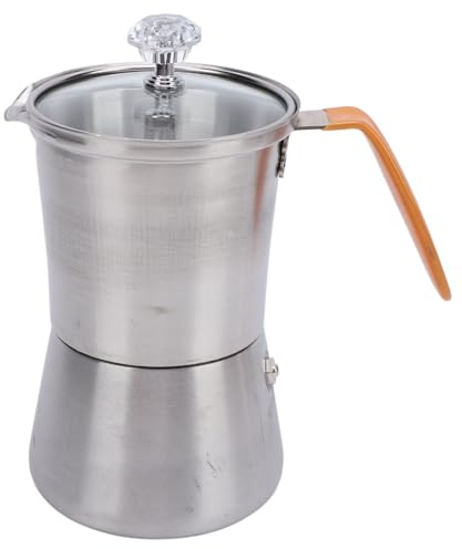 Keenso Cafetière professionnelle en acier inoxydable avec poignée résistante à la chaleur pour la préparation du café italien, couvercle en verre, design portable pour la maison ou les voyages (160 ml