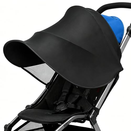 Bighan Pare Soleil Poussette Universel, Auvent Extensible Anti UV Respirant Accessoire pour Poussette Canne et Poussette Compact