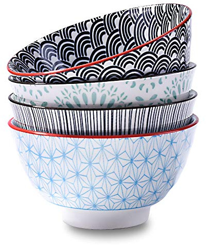 Japanese Rice Bowls Set of 4, 4.5 Inch, Ceramic Rice Bowls Sushi Bowls Sauce Bowls