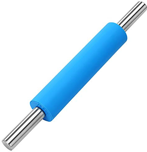 Bwelcam Rodillo de Amasar,Rodillo Cocina Silicona,Rodillo de pastelería antiadherente de acero inoxidable con asas,Rolling Pin para fondant, pizza, pasteles, masa de pasta y hojaldre