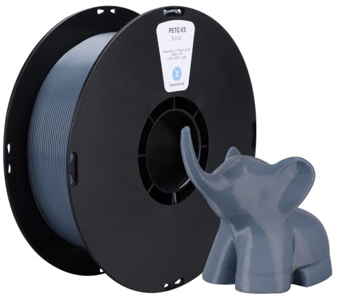 kexcelled PETG Filament 1,75 mm, 3D Druck Filament +/- 0,03 mm, 1 kg Spule (2,2 lbs), Chemische Resistenz, Passend für die Meisten FDM-Drucker, Grau Blau