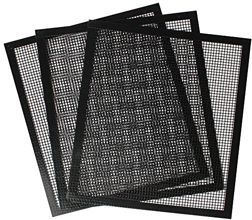 ECOOPTS Juego de 3 alfombrillas de malla para parrilla de barbacoa, antiadherentes, reutilizables, resistentes al calor, para asar carne, verduras, cocinar, hornear, 30 x 33 cm (3 piezas)
