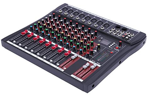 Professioneller Rührgerät | Mischpult Audio DJ Mixer Soundboard Konsole 8-Kanal Tischsystem USB Schnittstelle +48V Phantom Power