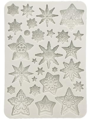 Stamperia - Silicone Mould A5 for Scrapbooking, Albums, Bullet Journals and More, Stars, Non-Stick, Suitable for Air-Dry Clay and More, Perfect for Crafts and Gifting (Gear up for Christmas)