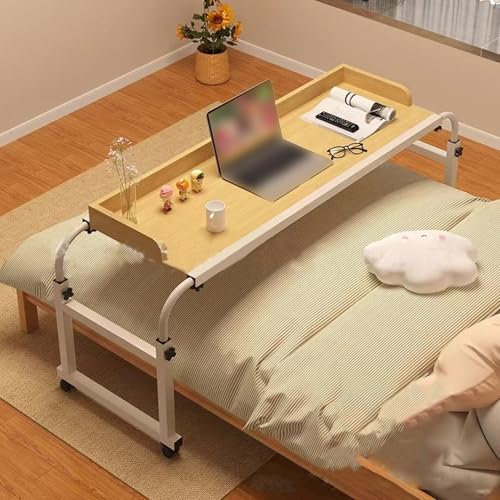 ELIKBH Betttisch auf Rollen Höhenverstellbar Steharbeitsplatz für Wohnzimmer Höhenverstellbar 65-95cm Mit Rollen Computertische Überbetttisch mit Rädern Laptop betttisch