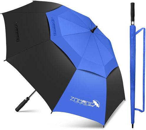 ZOMAKE Stor Golfparaply 62 Tum,XL Golfparaply Stormresistent Stor Automatisk Öppen,Paraply Extra Stor För 2-3 Personer Dubbeltäckt Ventilerad,Golf Paraply För Kvinnor Män(Kungsblå-Svart)