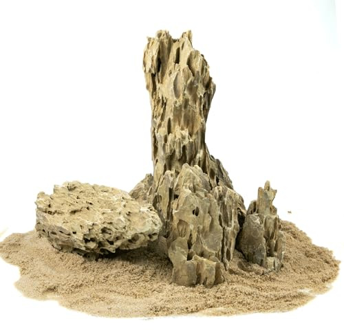 VIALIA Drachensteine 25 kg Mix | Aquarium Steine in S-XL für Aquascaping | Naturstein Deko mit einzigartiger, zerklüfteter Struktur | Ideal für kreative Unterwasserlandschaften & Terrarium