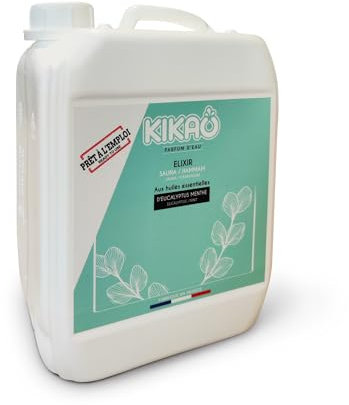 KIKAO - Elixir Sauna & hammam Eucalyptus/Menthe - Aux huiles essentielles d'eucalyptus - arôme pour Sauna - Relaxation - Aromathérapie (5 kg Prêt à l'emploi)