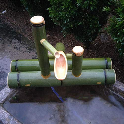VDLLQYN, Bamboo Water Fountain with Pump - Indoor Outdoor Zen Garden Water Feature Decoration,Bamboo Fountain(Length45cm)