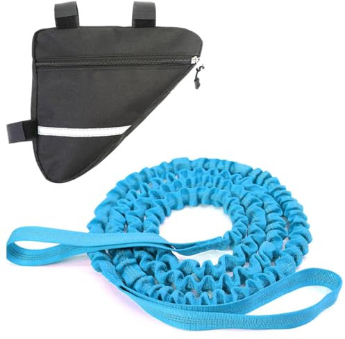 KIXZSAZ Elastisches Nylon Fahrrad Abschleppseil mit Tasche, Stretch Zugriemen, Reiten, Zugseil, Trainingsausrüstung für Reiter, Blau