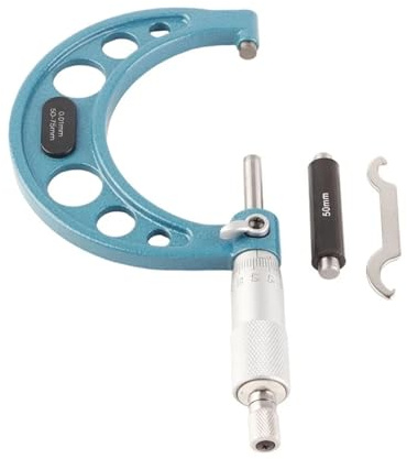 Micrómetro exterior de acero inoxidable de alta precisión for medición de espesores de 50 a 75 mm, con llave, precisión de 0,01 mm.