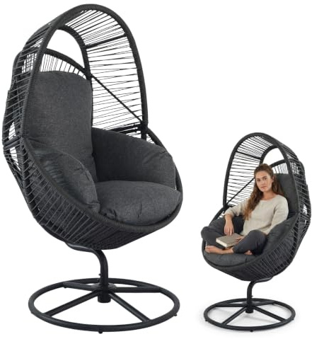 di volio Gartensessel Polyrattan drehbar mit 15 cm Sitzkissen Outdoor Vico