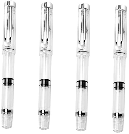 Hoement Pluma de Pincel Recargable 4 Piezas Punta de Fibra Sintética para Caligrafía y Dibujo, Cuerpo Transparente para Tinta Visible, Portátil para Pintura y Escritura Artística