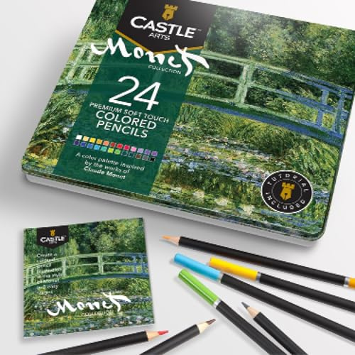 Castle Art Supplies 24 Buntstifte-Set für Erwachsene - Monet-Palette | Hochwertige, glatte Farbkerne für Erwachsene - ideal zum Skizzieren und Zeichnen, überlegene Misch- und Schichtleistung
