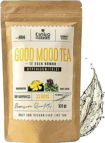 Tisane Bonne Humeur - Infusion Anti stress Anxiété Angoisse avec Millepertuis, Thé Vert & Blanc, Sauge, Calendula, Tulsi - Relaxation Détente, Sommeil & Bien-être Mental - Thé en Vrac 100g