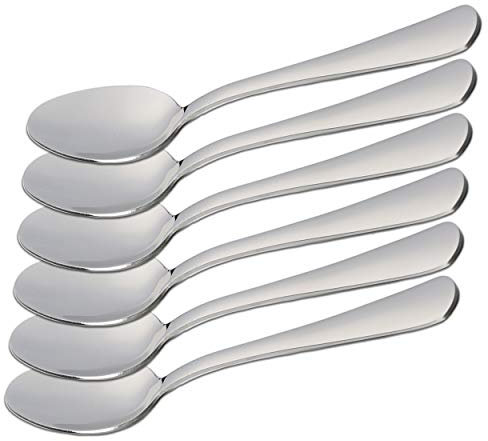 6 Cuillères à Dessert 15x3,2cm en Acier Inoxydable 18/0 Design Simple et Élégant