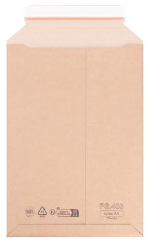 verpacking pochettes carton A4 250 x 353 mm Marron [quantité au choix] enveloppe en carton ondulé autocollante avec fil d'arrachage 800 pièces