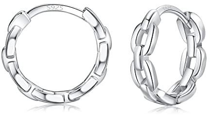 Creolen Silber 925 Damen Ohrringe, Ohrringe Silber Kleine Gold Huggie Creolen, Hypoallergen Knorpel Schlafen Ohrringe Piercings Schmuck für Frauen Mädchen Männer 8mm 10mm 12mm