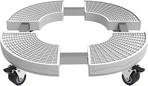 SMONTER Pflanzenroller, Verstellbares Rollbrett (38-50cm), Robuster Pflanzenwagen(Tagkraft 200kg), Gefäßroller für Drinnen und Draußen, Rollender Pflanzenständer mit Bremsen, Weiß