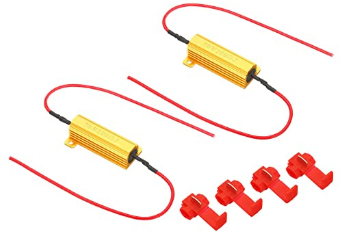 PATIKIL 2 Stück 50W 100 Ohm Aluminium Hülle Widerstand Gehäuse Draht Widerstände Schraube Tap Leistungswiderstand Goldton