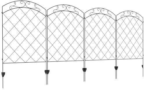 Outsunny Decorative Garden Fencing, 43in x 11.4ft Outdoor Picket Fence Panels, 4PCs Rustproof Steel Wire Landscape Flower Bed Border Edging, Swirls