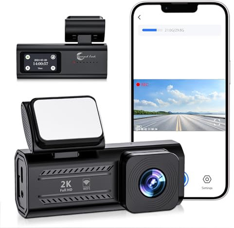 Diamond Lark Dash Cam Front, Built-in WiFi, App Control, 2K 1440P Mini Car Camera Dashcam, 1.47” LCD Screen, 170°Wide Angle, 24H Parking Mode, Night Vision, Detachable Bracket, Not Included SD Card