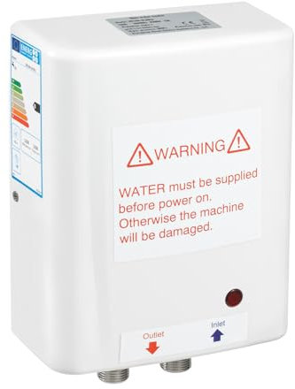 MINRS Elektronischer Durchlauferhitzer 3500W Klein Warmwasserbereiter Durchlauferhitzer 230V mit 3 Sekunden Schnelles Aufheizen und Vier Schutzfunktionen für Küche und Badezimmer Weiß