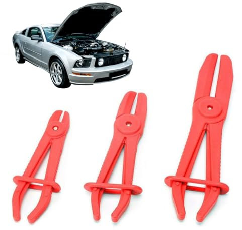 Alicates de Sujeción de Manguera, Juego de Alicates de Abrazadera de Manguera, Alicates de Sujeción para Mangueras de Coche, Mordazas para Tuberías, Herramientas de Abrazadera de Manguera(Rojo, 3PC)