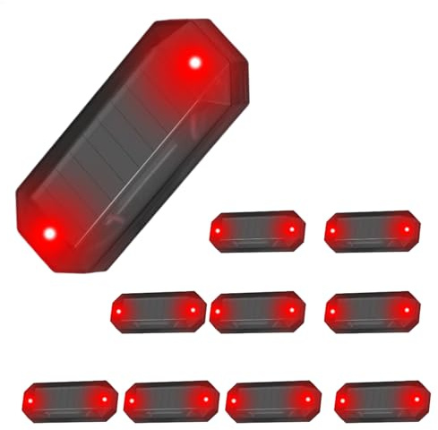 Alarmas Solares Antirrobo para Coche | 10 Alarma Solar para Coches | Alarma De Coche LED Intermitente | Alarma Solar Simulada | Dispositivo Antirrobo con Alarma Ligera para Motocicleta