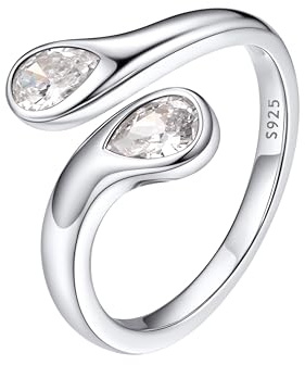 Bestyle Ringe Sterling Silber 925 Damen Verstellbare mit Geburtsstein | Silber/Gold Offen Damenring Verlobungsring Promise Ringe Anti Stress Ring Geburtstags Geschenk für Frauen
