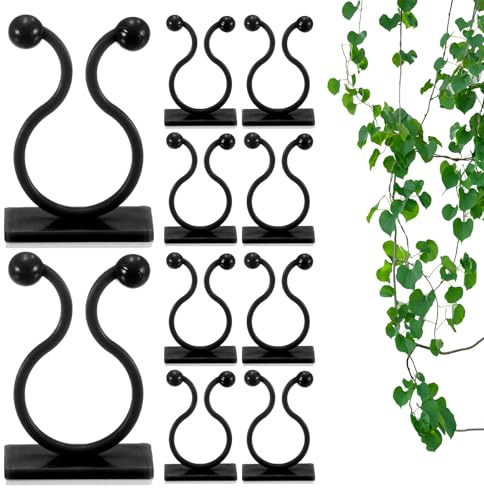 M METERXITY 100er-Pack Kunststoff-Pflanzenwandclips, 17mm/0,67 Zoll Garten Gemüse Pflanze Rebe Wandclips Klebriger Haken, Selbstklebende Pflanzenclips für Drahtfixierung [Schwarz]