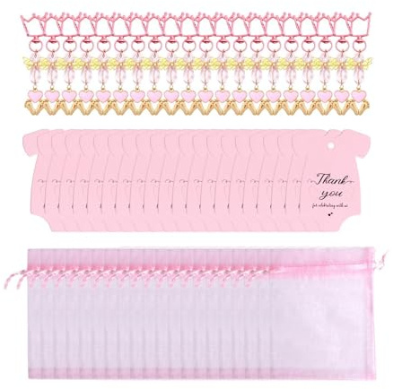 Shower Änglanyckelringar Partytillbehör Rosa Gästetiketter Klistermärken | Dopfavörer Och Gengåvor Till Gäster Shower Dop Namngivning Kommunion Födelsedagskalas Gender Reveal Minnesgåva Barn Vuxna