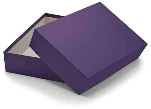 NEUSER PAPIER Geschenkbox mit Deckel DIN A4 – Aufbewahrungsbox Karton Aubergine bezogen – Geschenkkarton Schachtel stapelbar 302 x 213 x 70 mm, 1 Stück