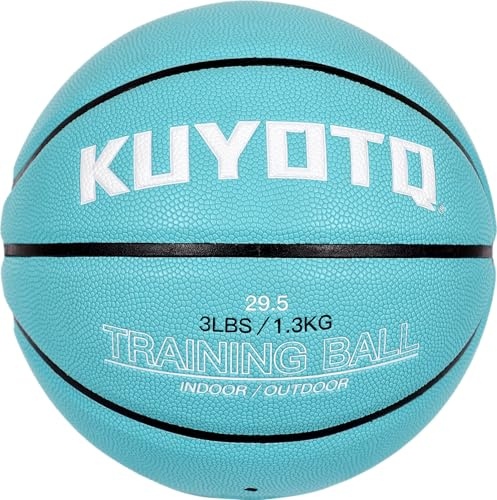 KUYOTQ 3lbs 29.5 Weighted Basketball Size 7 Composite Indoor Outdoor Heavy Trainer Basketball for Improving Ball Handling Dribbling Passing and Rebounding Skill (Deflated)