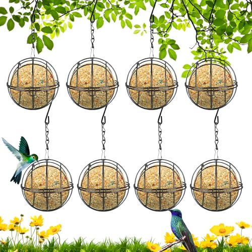 8 Stück Meisenknödelhalter Vogelfutterstation,Vogelfutterstation Mit Klappdeckel,Meisenknödel Halter zum Aufhängen, Maisenknödelhalterung Futterspender für Wildvögel Garten Balkon
