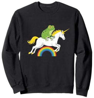 Divertido diseño de Rana Montando Unicornio arcoíris Sudadera