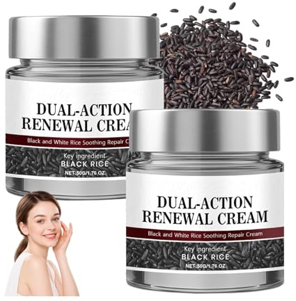 2PC Keratin Erase Dual-Action Renewal Cream, Black Rice Skin Repair Cream, Professional Skin Repair, Deep Moisturising and Soothing, Effectively Improve Skin Imperfections, Smooths and Refines Skin