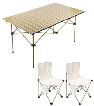 Tragbares Campingtisch und Stuhl-Set aus Karbonstahl – Mehrzweck-Camping-Tisch für Camping, Wandern und Heckklappe