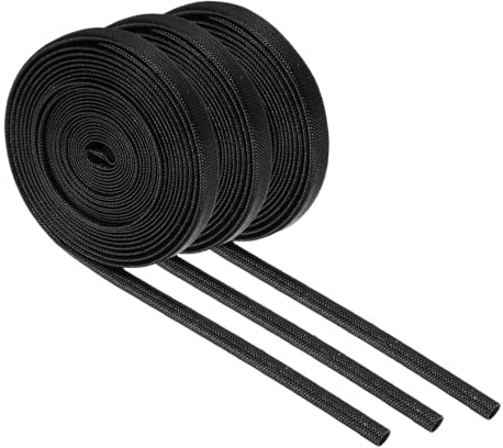 QUARKZMAN 3 isolerade flätade hylsor för ledningar, brandsäker hylsa, 9,8 fot - 3 mm innerdiameter svart, glasfiberhylsa silikonbelagd temperatur för ledningar, ledningar