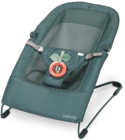 Ingenuity Hamaca Bebé Mecedora Stow & Go - Columpio Vibrante Portátil, Asiento Plegable Ligero 2,3 kg, Calmante Vibración, Verde