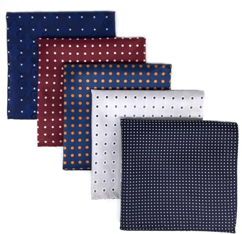 Shlax&Wing 5 Pieces Assorted Mens Pocket Square Handkerchiefs Set