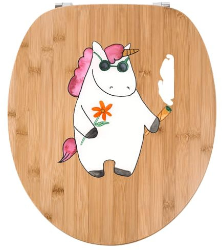 Mr. & Mrs. Panda Motiv WC Sitz Einhorn Woodstock - Geschenk, Zigarette, Spaß. lustig, Einhörner, Unicorn, Klobrille, Toilettendeckel, Klodeckel,