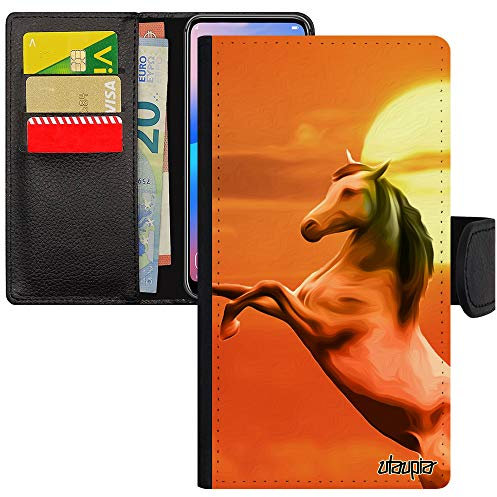 Coque Cheval pour Apple iPhone 7 Pas Cher Ciel Poney Noir Smartphone Telephone Orange Design Animaux couchésoleil Animal Portable en